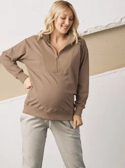 Calla Maternity Sweatshirt Top in Iced Coffee