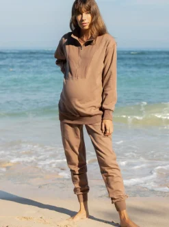 Calla Maternity Sweatshirt Top in Iced Coffee