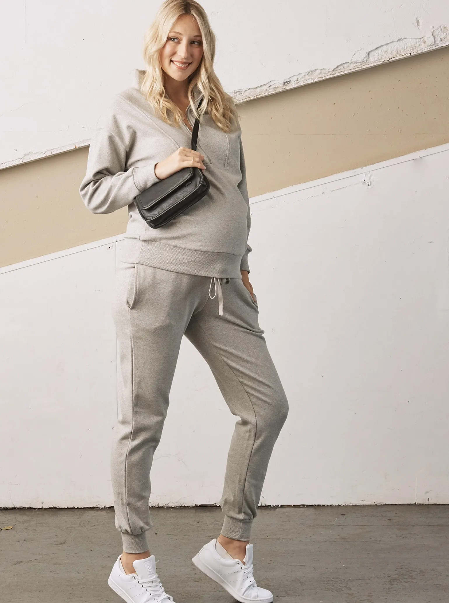 Calla Maternity Sweatshirt Top in Marl Grey