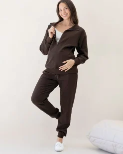 Calla Maternity Tracksuit Set in Cocoa