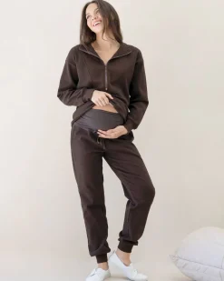 Calla Maternity Tracksuit Set in Cocoa