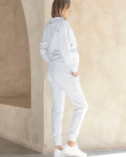 Calla Zip Front Maternity Sweatsuit Set in Light Marl Grey