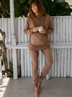 Calla Zip Front Maternity Sweatshirt & Sweatpants Set
