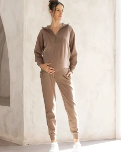 Calla Zip Front Maternity Sweatshirt & Sweatpants Set