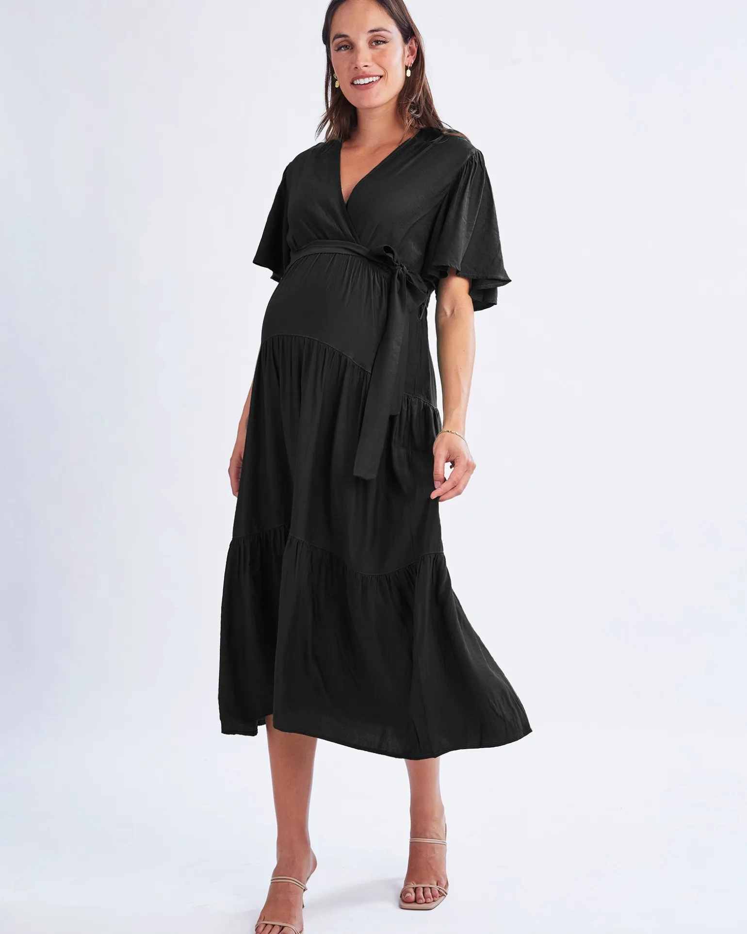 Cara Black Maternity Maxi Dress