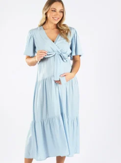 Cara Blue Baby Shower Maternity Dress