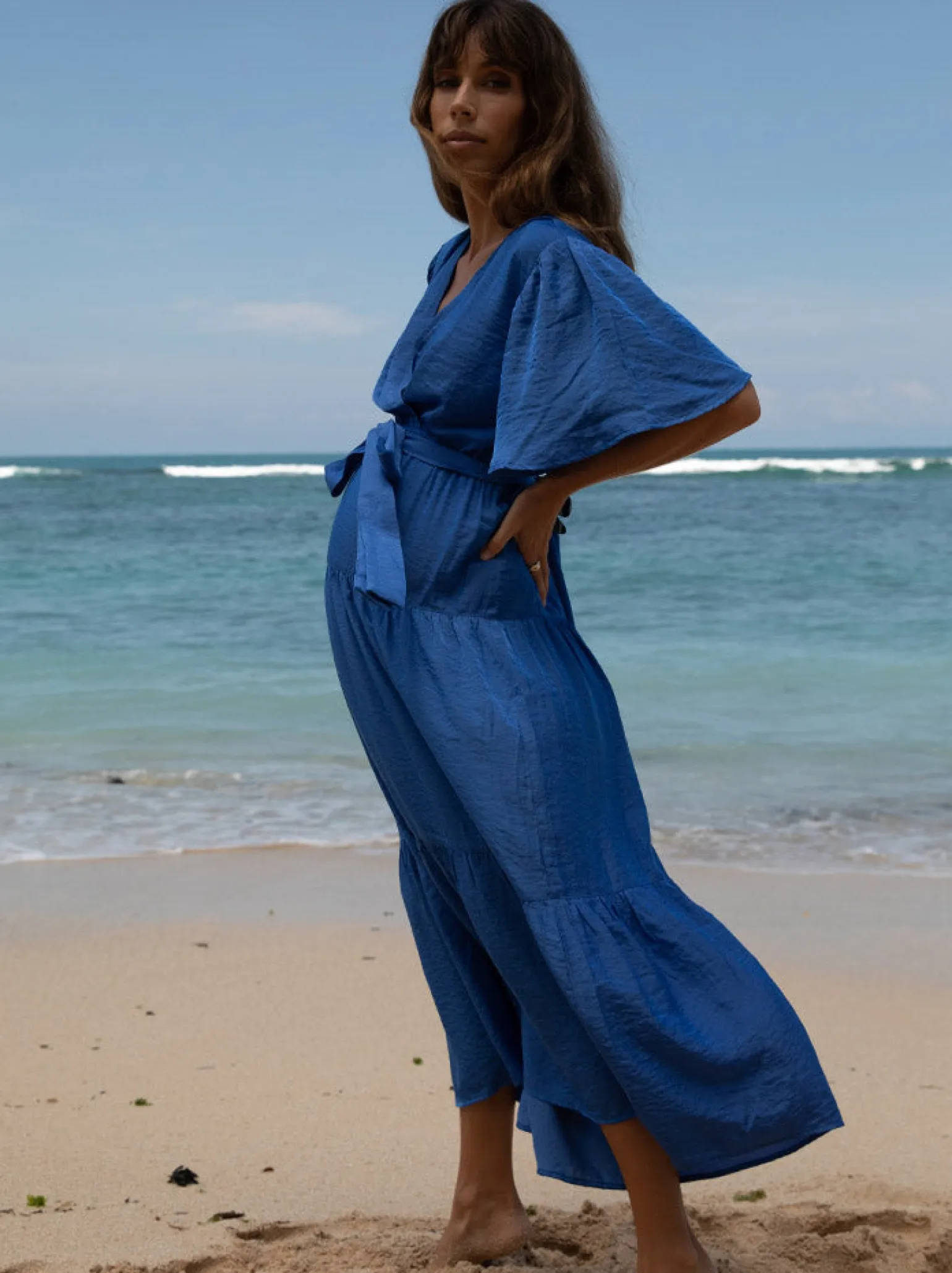Cara Cobalt Blue Maternity Maxi Dress