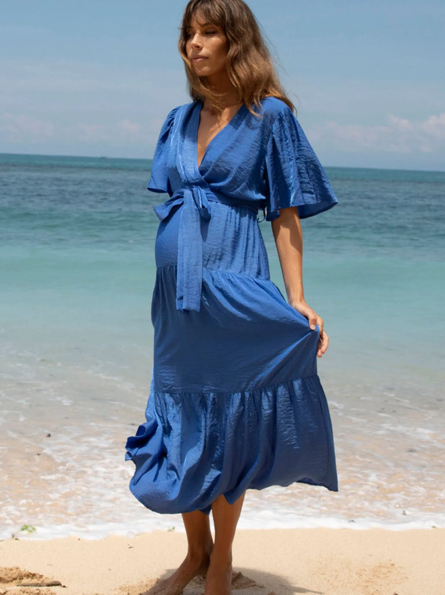 Cara Cobalt Blue Maternity Maxi Dress