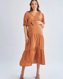 Cara Maternity Maxi Dress In Black Polka Dots