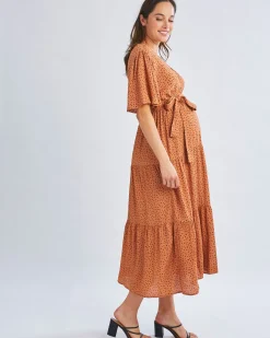 Cara Maternity Maxi Dress In Black Polka Dots