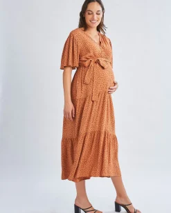 Cara Maternity Maxi Dress In Black Polka Dots