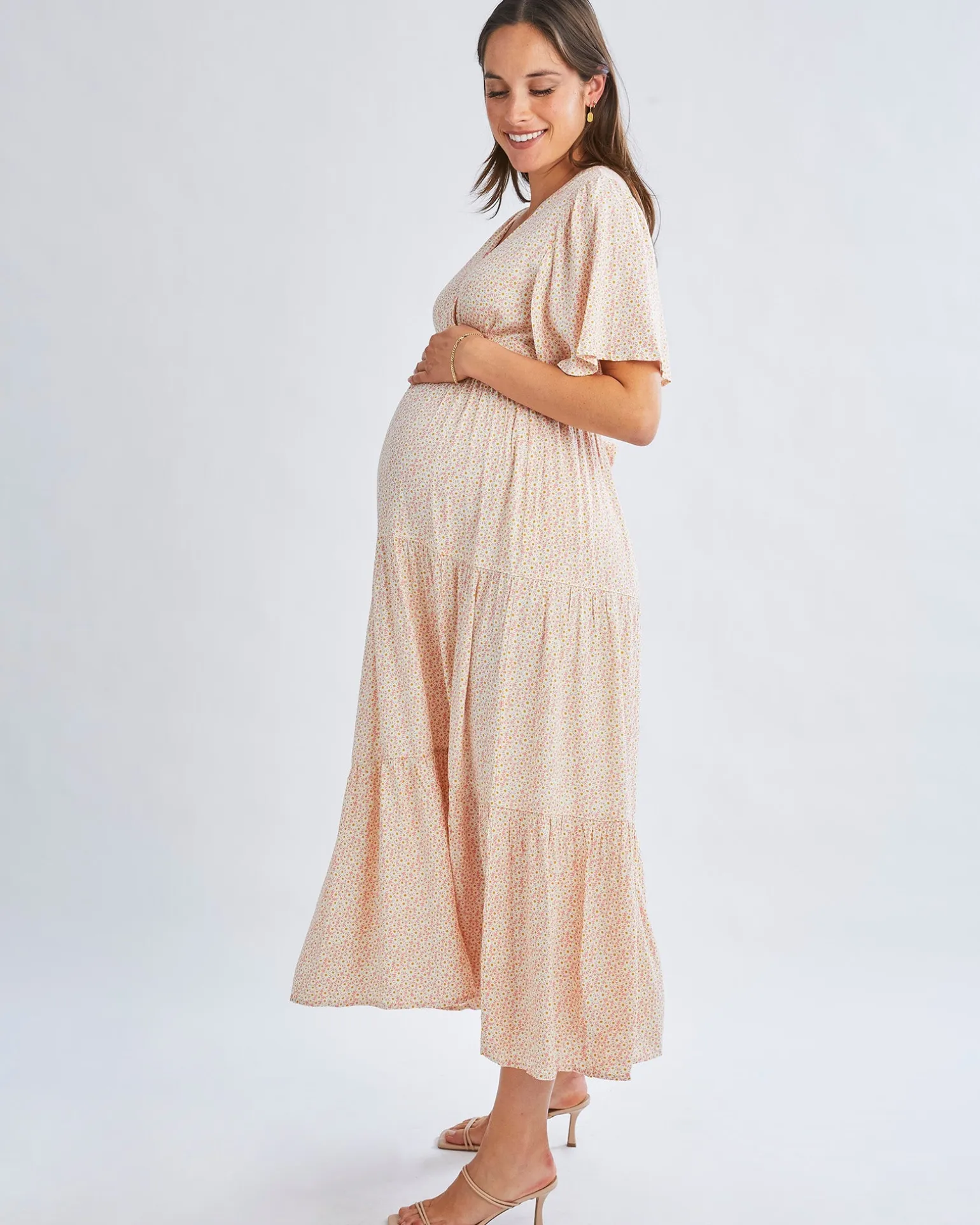 Cara Maternity Maxi Dress in Creamy Floral Glow