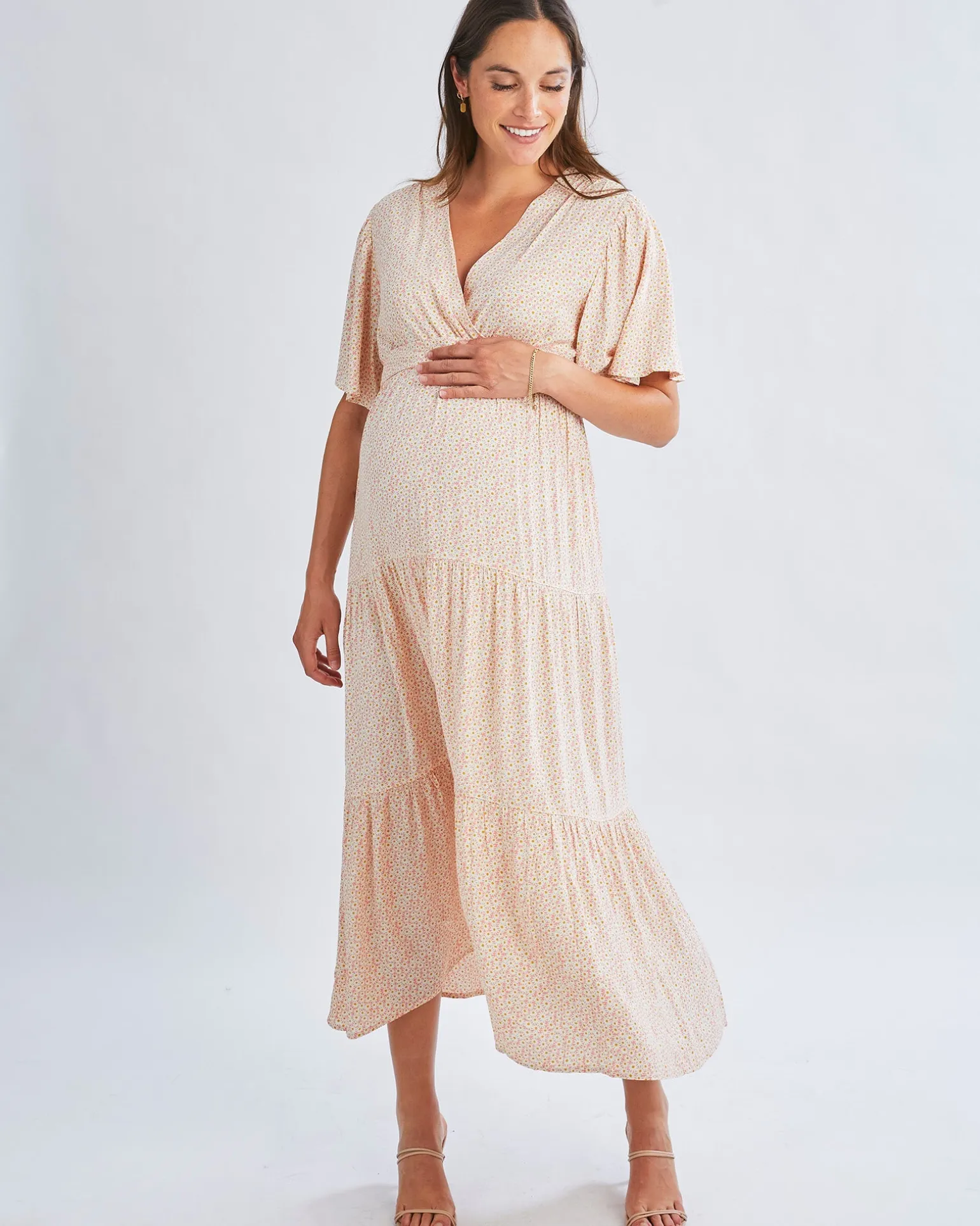 Cara Maternity Maxi Dress in Creamy Floral Glow
