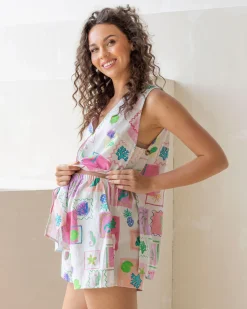 Carol 2 Piece Maternity Casual Set in Pineapple Print
