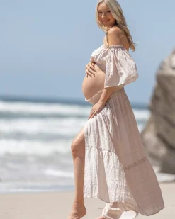 Chantal 2 piece Maternity Photoshoot Dress in Nude Pink