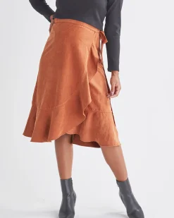 Christie Maternity Wrap Midi Skirt in Vegan Suede