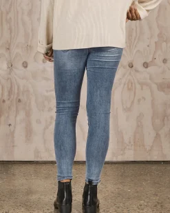 Claire Over the Bump Skinny Maternity Denim Jeans Washed Blue