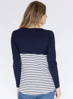 Cleo Maternity and Nursing Long Sleeve Top in Navy