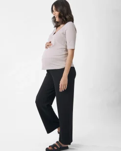 Comfortably Chic Maternity Henley Top in Wolf White