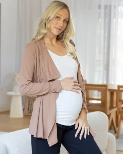 Cynthia Button Design Nursing Cardigan in Taupe