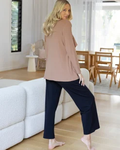 Cynthia Button Design Nursing Cardigan in Taupe