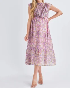 Daphne Reversible Maternity Baby Shower Dress in Lilac Floral