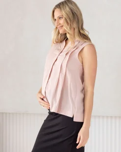 Debbie Maternity Button Shirt in Pink