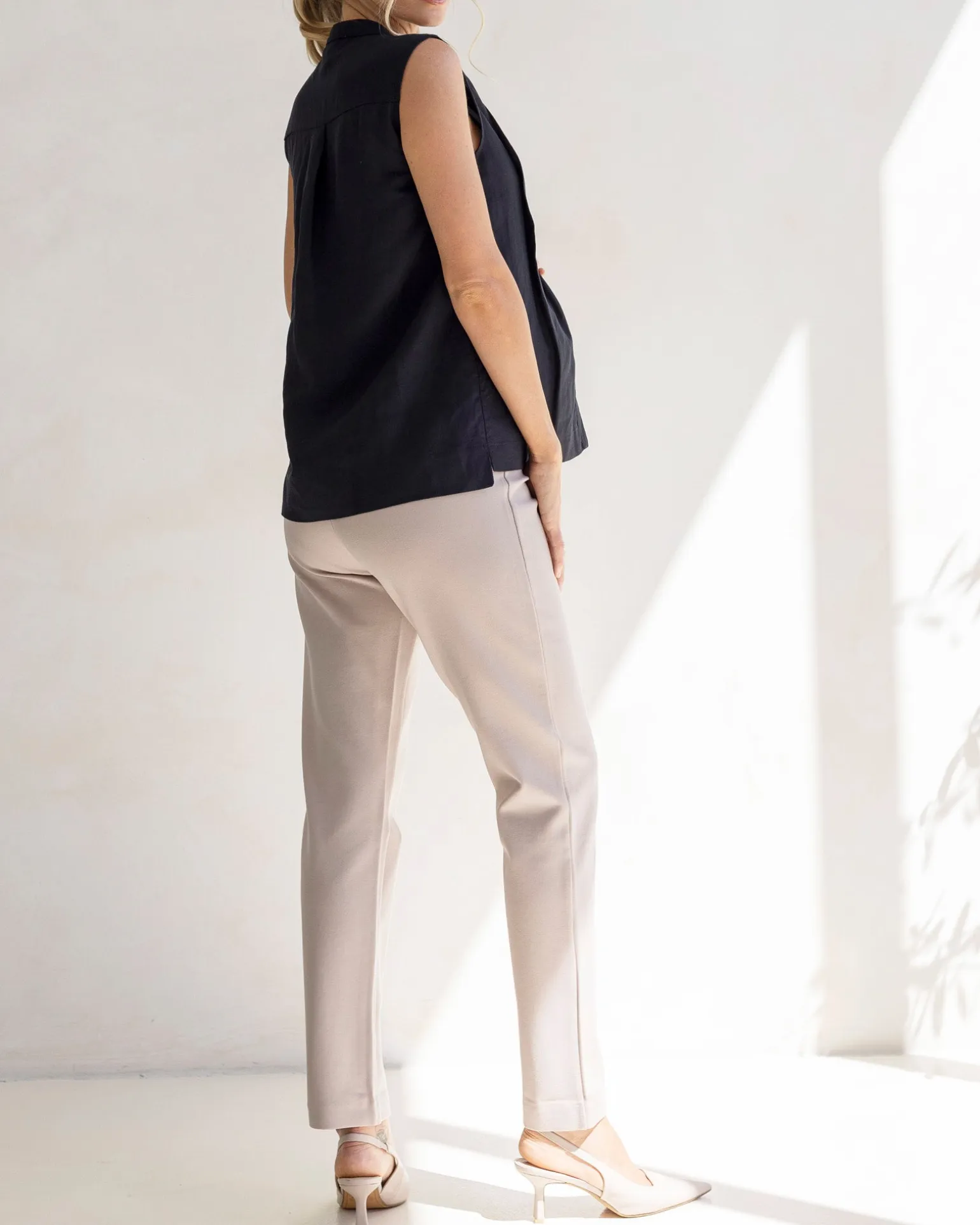 Debbie Maternity Button Shirt in Black