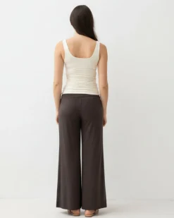 Debra Wide Leg Maternity Bamboo Pants in Cocoa