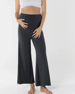 Debra Wide Leg Maternity Bamboo Pants in Black