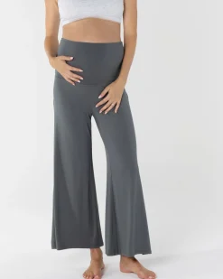 Debra Wide Leg Maternity Bamboo Pants in Slate Grey