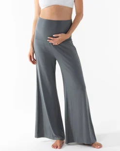Debra Wide Leg Maternity Bamboo Pants in Slate Grey