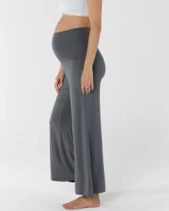 Debra Wide Leg Maternity Bamboo Pants in Slate Grey