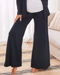 Debra Wide Leg Maternity Bamboo Pants in Navy
