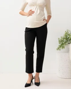Donna High Waist Maternity Work Pants in Black