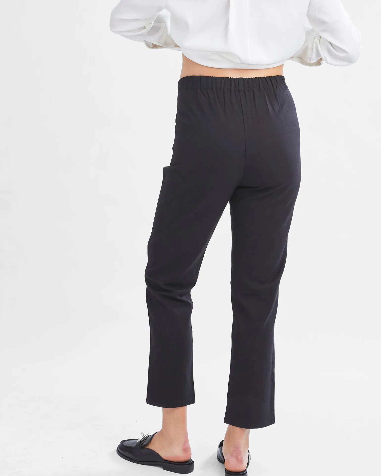 Donna High Waist Maternity Work Pants in Black
