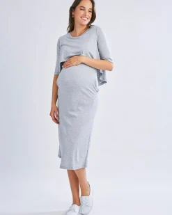Donna Maternity & Nursing Flip Dress In Grey