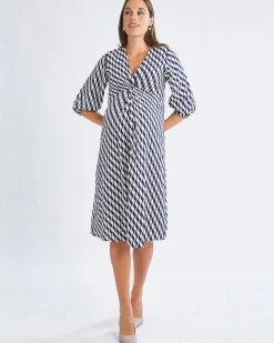 Elea Geometric Wave Work Dress