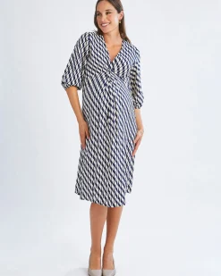 Elea Geometric Wave Work Dress