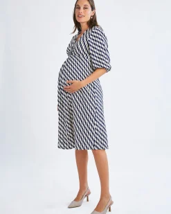 Elea Geometric Wave Work Dress