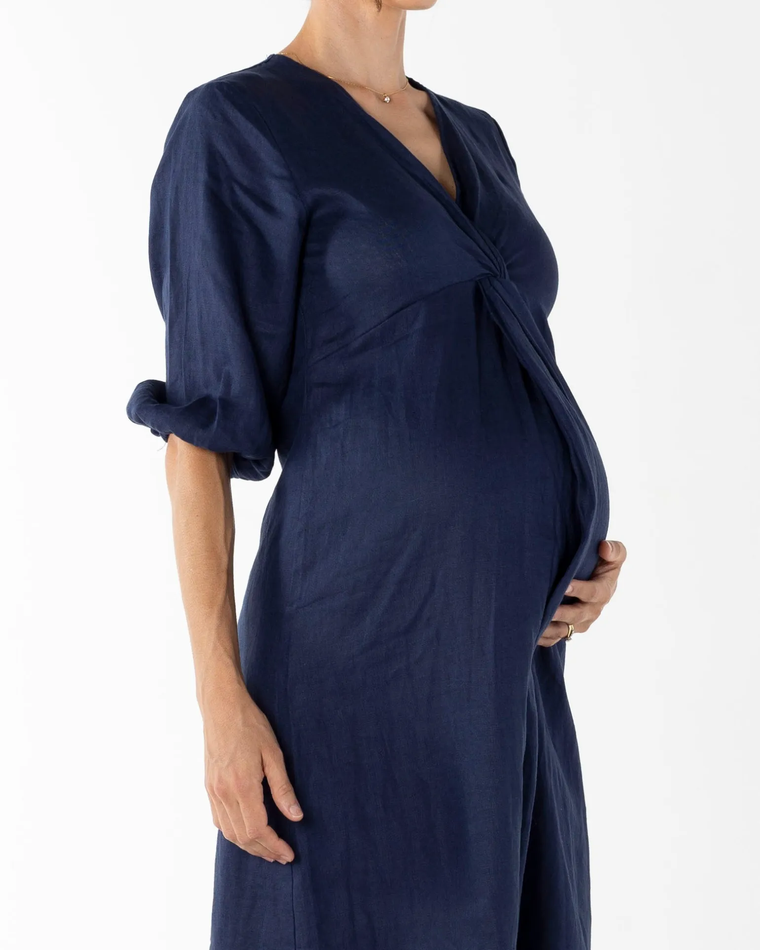 Elea Navy Work Dress in Linen