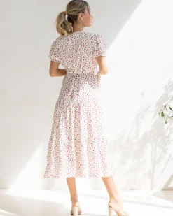 Elise Maternity Red Floral Wrap Dress