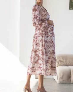 Elise Maternity Wrap Dress in Burgundy