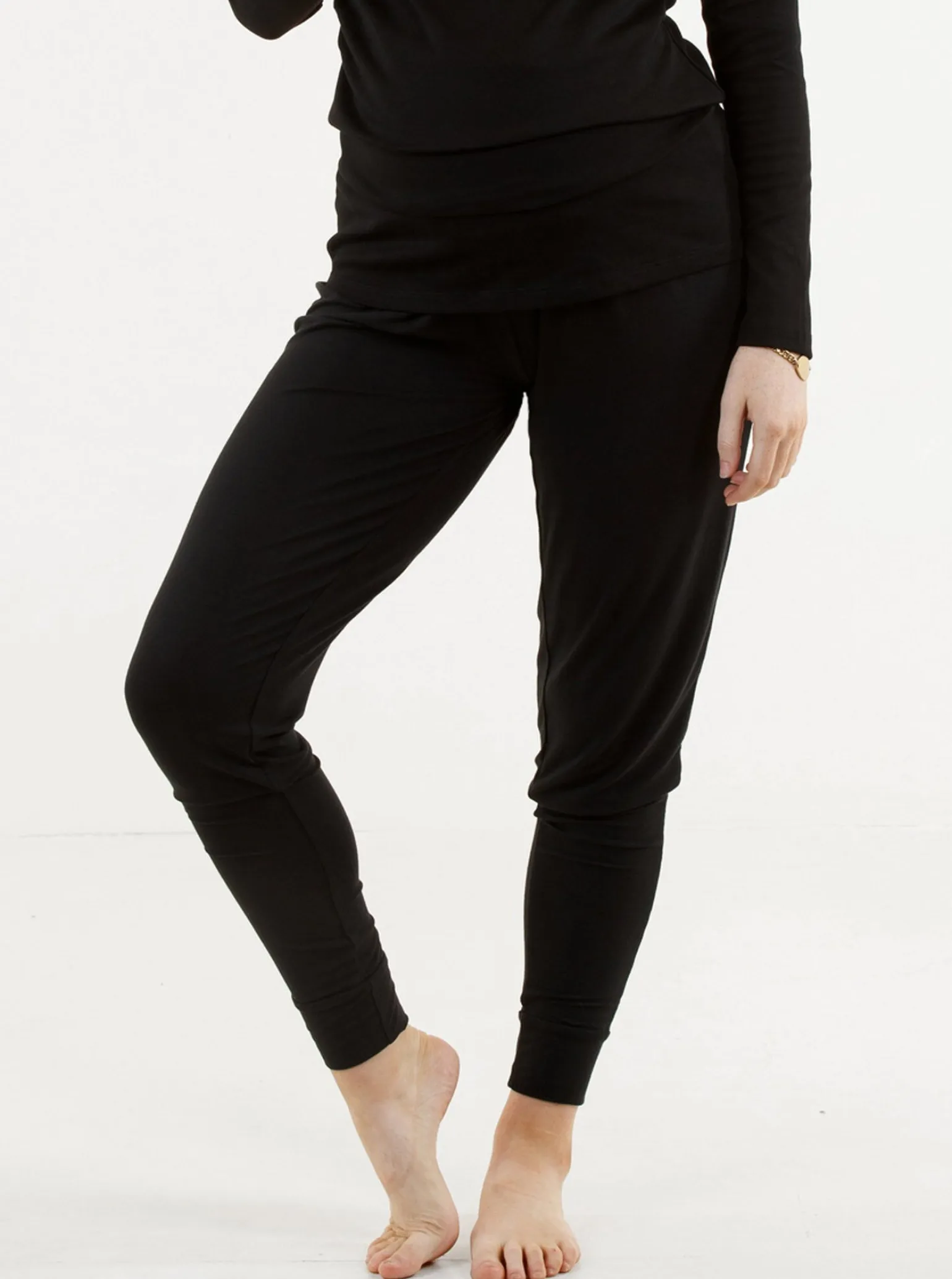 Ella Cuffed Maternity Comfort Lounge Pants in Black