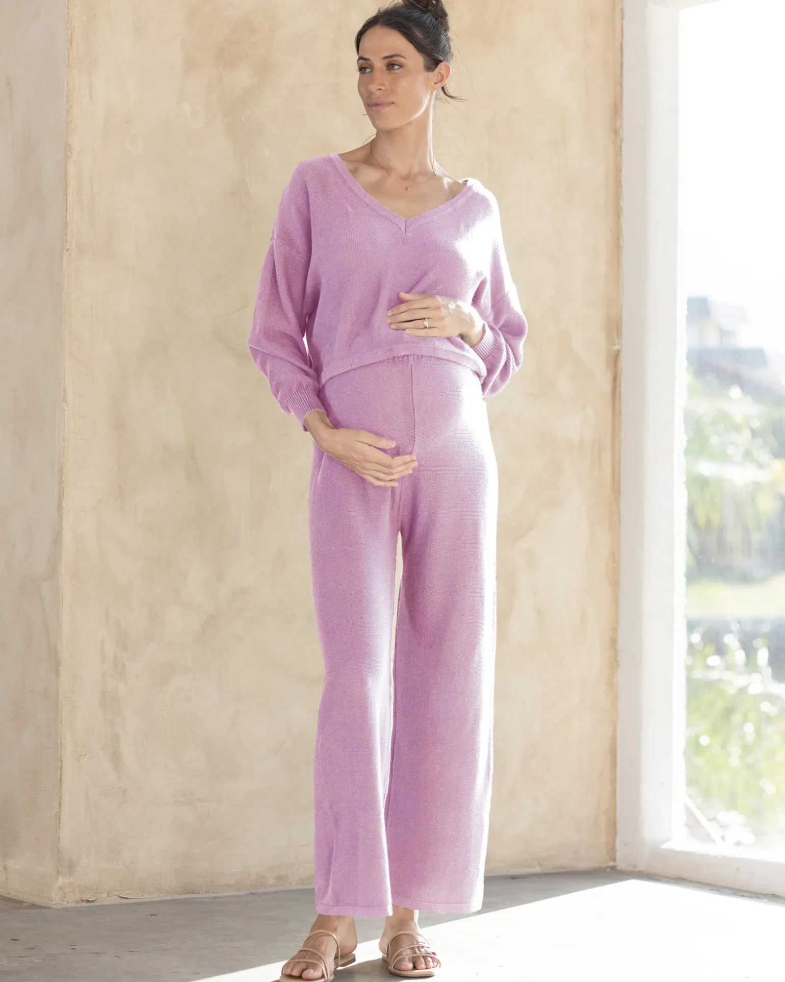 Ella 2 Piece Loungewear Cotton Set in Lilac