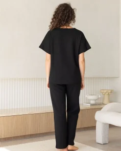Ellen Maternity Cotton Blend Lounge Pants in Black