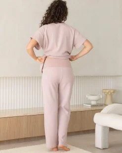 Ellen Maternity Cotton Blend Lounge Pants in Blush