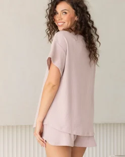 Ellie Maternity Cotton Blend Lounge Shorts in Blush