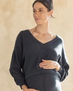 Evelyn Cotton Knit Jumper in Slate Grey