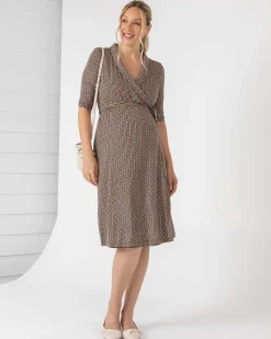 Eve Maternity Classic Wrap Dress in Link Print